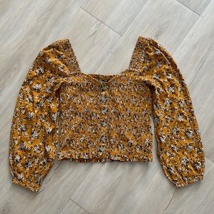 American eagle cropped frilled top